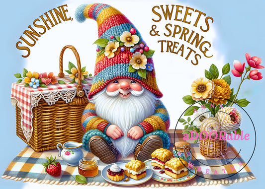 Tempered Glass Cutting Board Gnomes Sunshine Sweets & Spring Treats