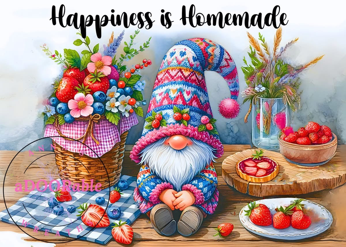 Tempered Glass Cutting Board Gnomes Happiness is Homemade Strawberries