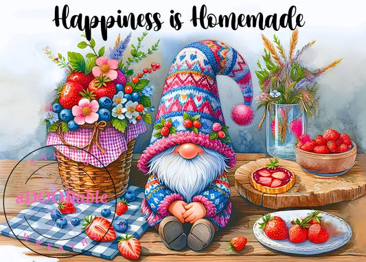 Tempered Glass Cutting Board Gnomes Happiness is Homemade Strawberries