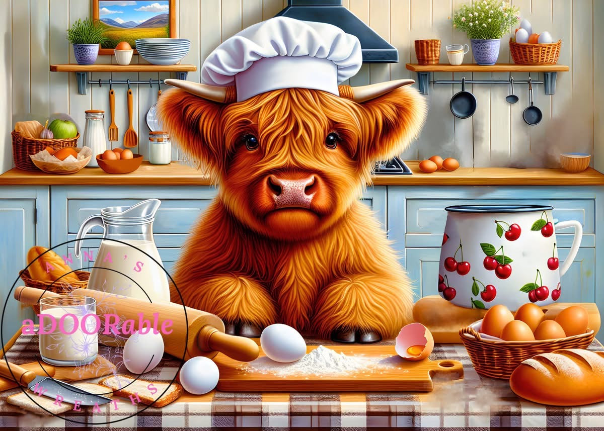 Tempered Glass Cutting Board Highland Cow Baking Cherry Pitcher