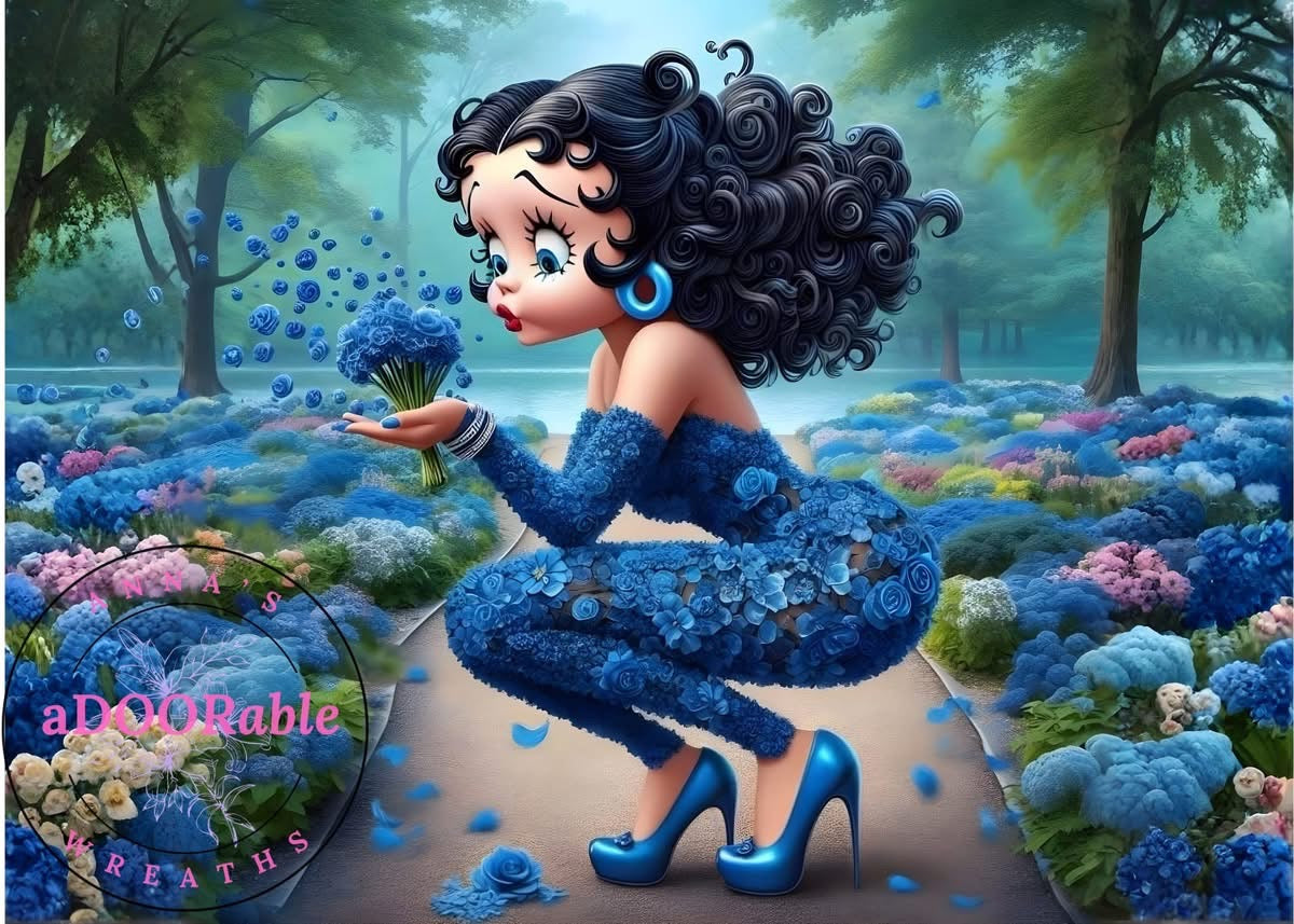 Tempered Glass Cutting Board Cartoon/Character Betty in Blue