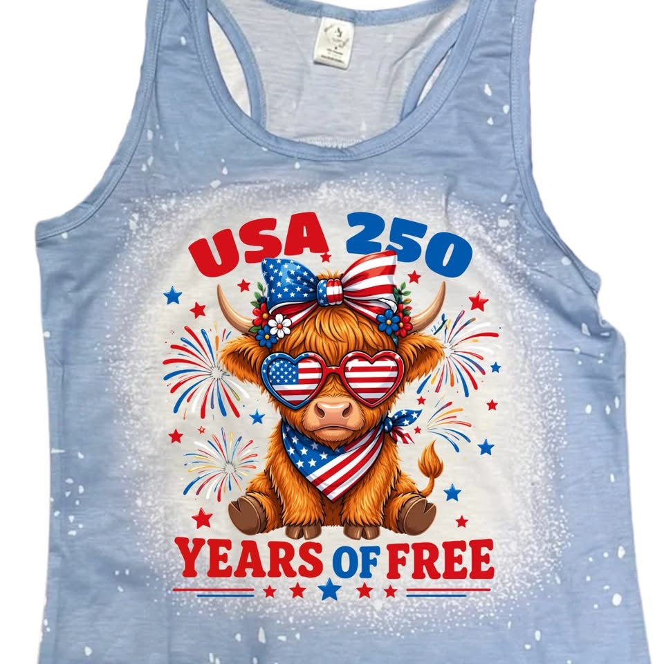 America's 250th Highland Cow USA 250 Years of Free