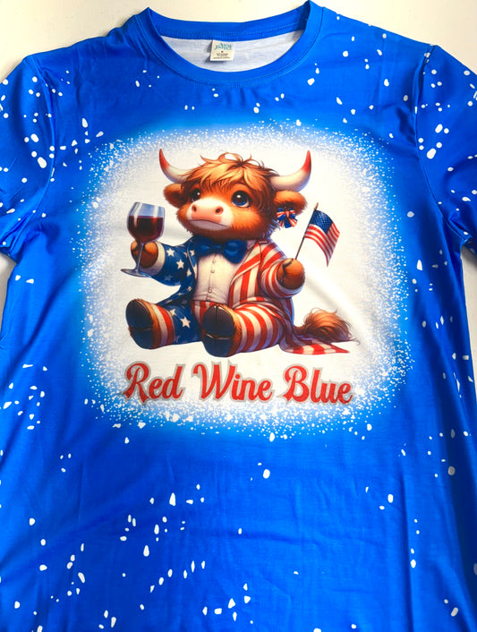 T-Shirts Faux Bleached - JULY 4TH HIGHLAND COW