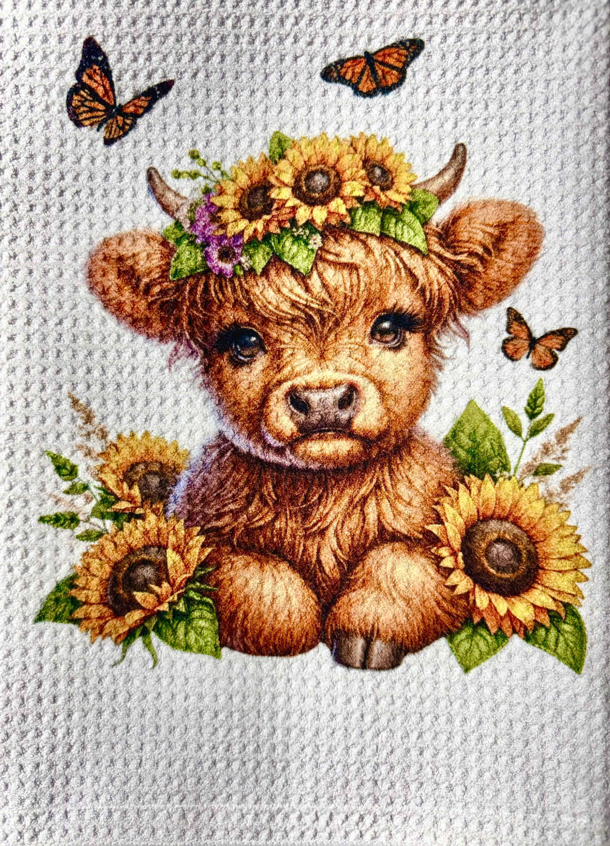 Towels - HIGHLAND COW SUNFLOWER HEADBAND (Copy)