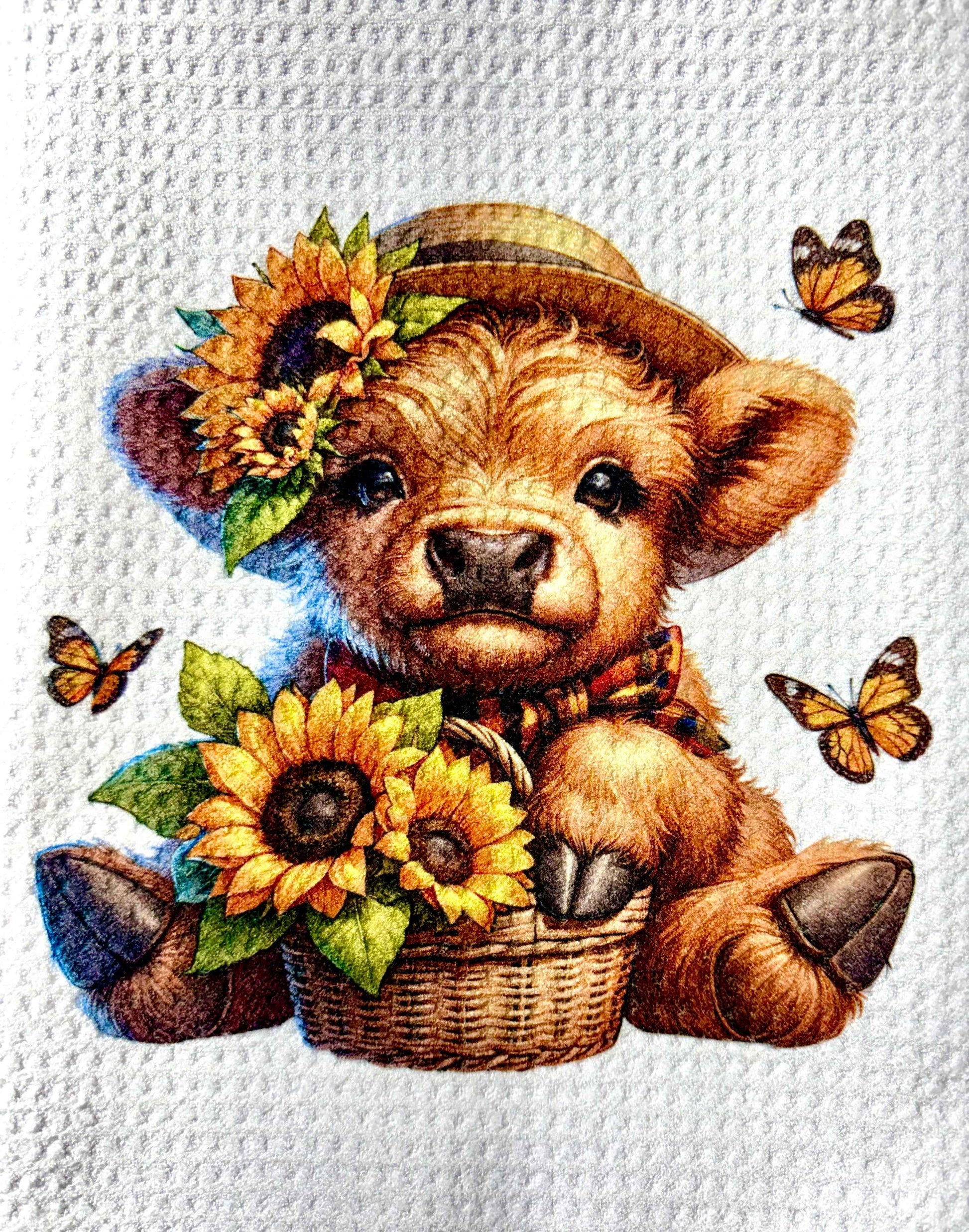 Towels - HIGHLAND COW SUNFLOWER HAT (Copy)