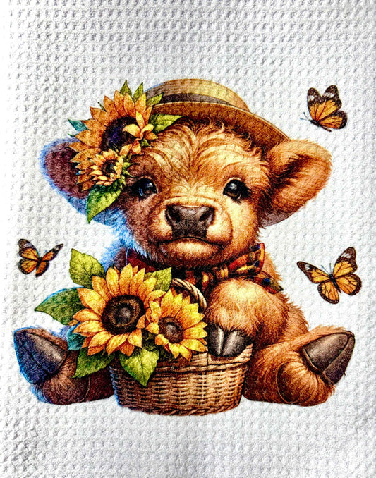 Towels - HIGHLAND COW SUNFLOWER HAT (Copy)