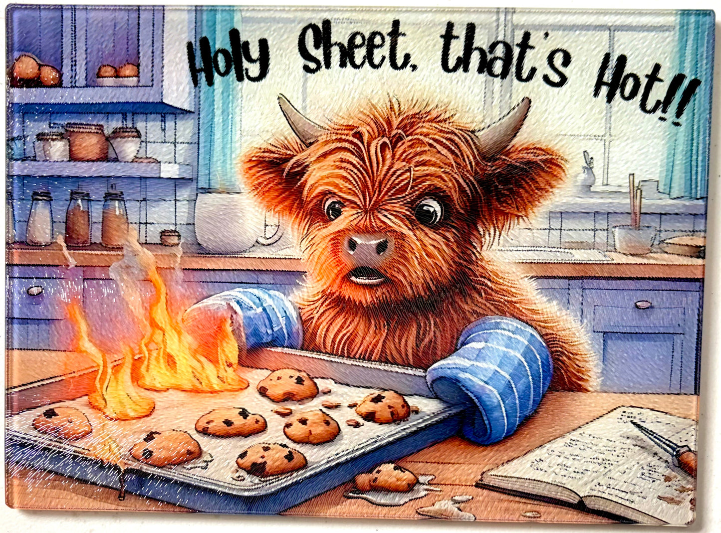 Tempered Glass Cutting Board Highland Cow Holy Sheet That's Hot