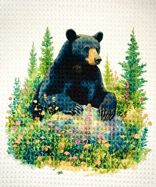 TOWELS - BEAR BLACK RELAXING ON ROCK