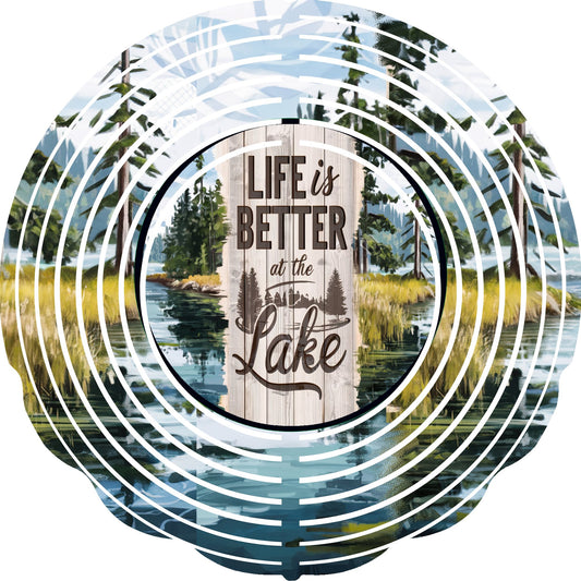 Wind Spinner with Jewel Strand Lake Life is Better