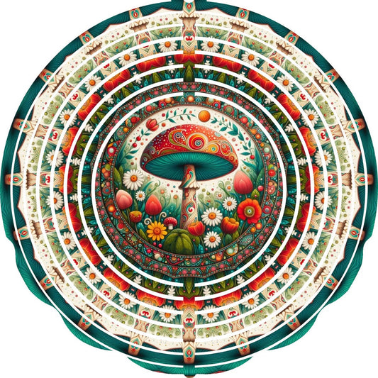 WIND SPINNER - MUSHROOM BRIGHT FLOWERS
