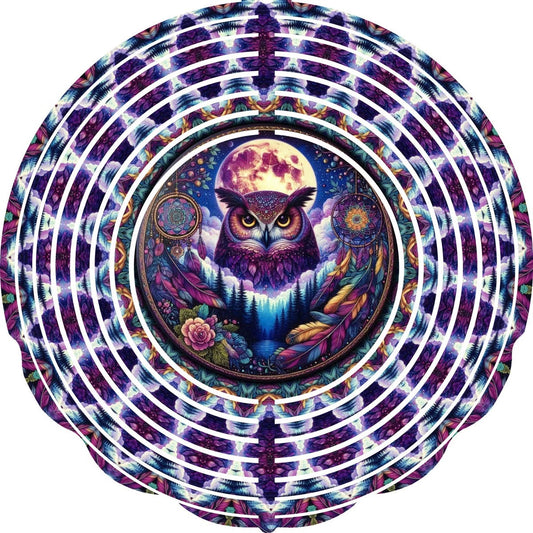 Wind Spinners with Jewel Strand Bird Owl Moon & Dream Catchers