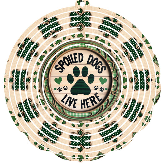 Wind Spinner with Jewel Strand Dog Spoiled Lives Here