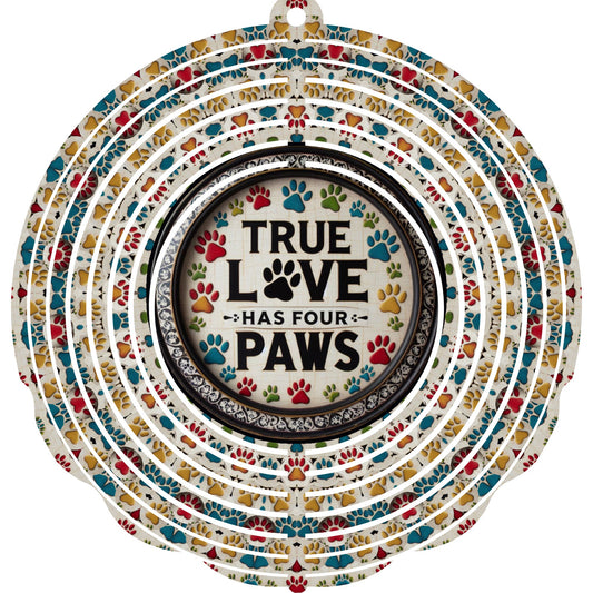 Wind Spinner with Jewel Strand Dog True Love Has Four Paws