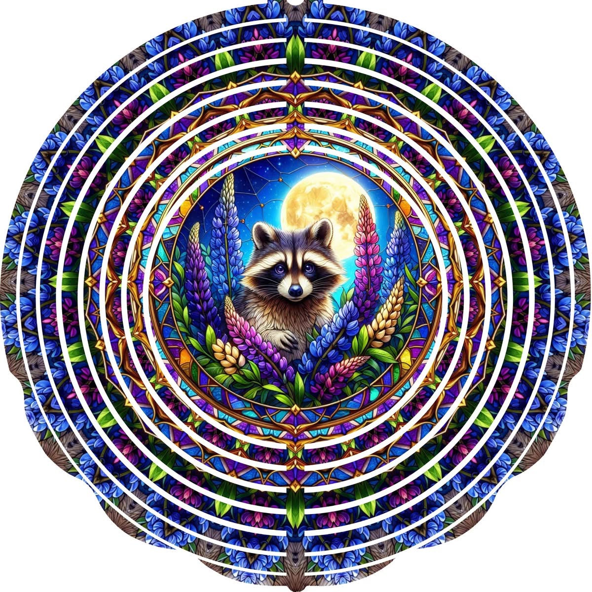 Wind Spinner with Jewel Strand Raccoon in Moon Light
