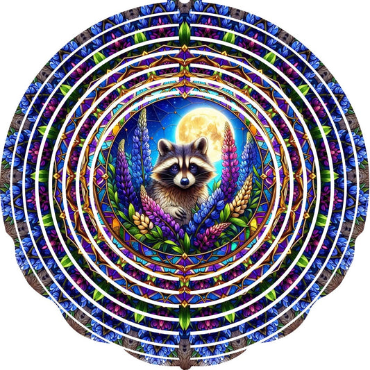 Wind Spinner with Jewel Strand Raccoon in Moon Light