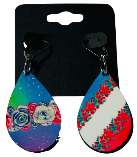 EARRINGS - FLOWER RED/WHITE/BLUE