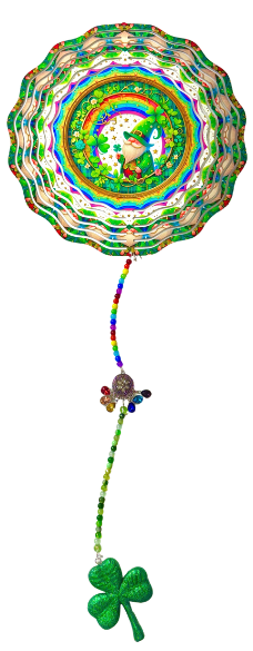 Wind Spinner with Jewel Strand St Patricks Day Gnome Rainbow