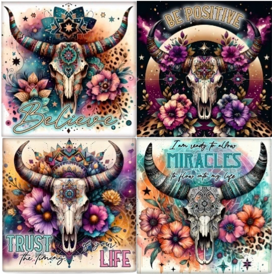 Coasters 4/pk - SOUTHWEST SKULLS MIRACLE