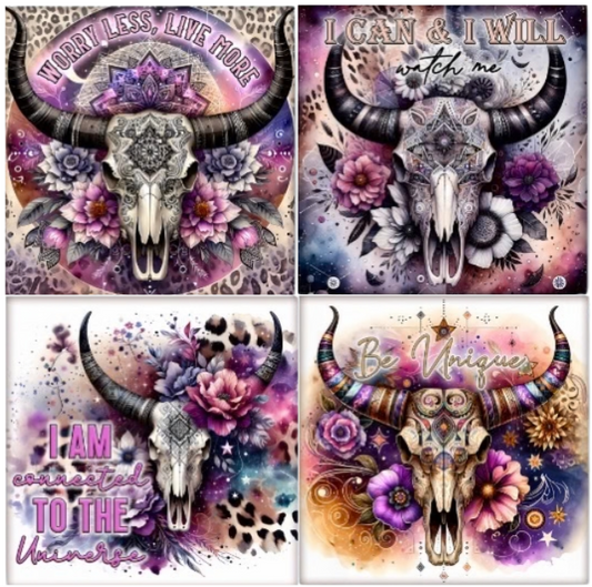 Coasters 4/pk - SOUTHWEST SKULLS WORRY LESS