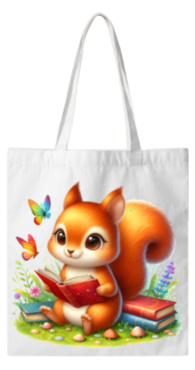 BOOK BAG - ANIMAL SQUIRREL READING