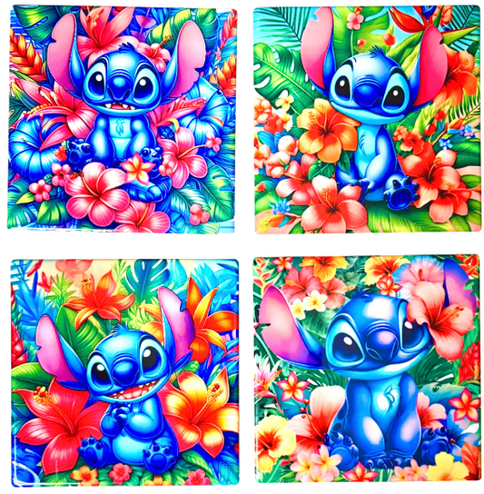 Coasters 4/pk - STITCH FLOWERS