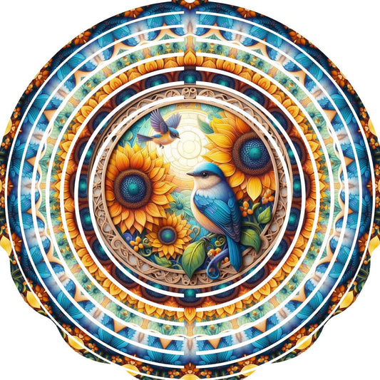 WIND SPINNER - SUNFLOWER BLUE BIRDS