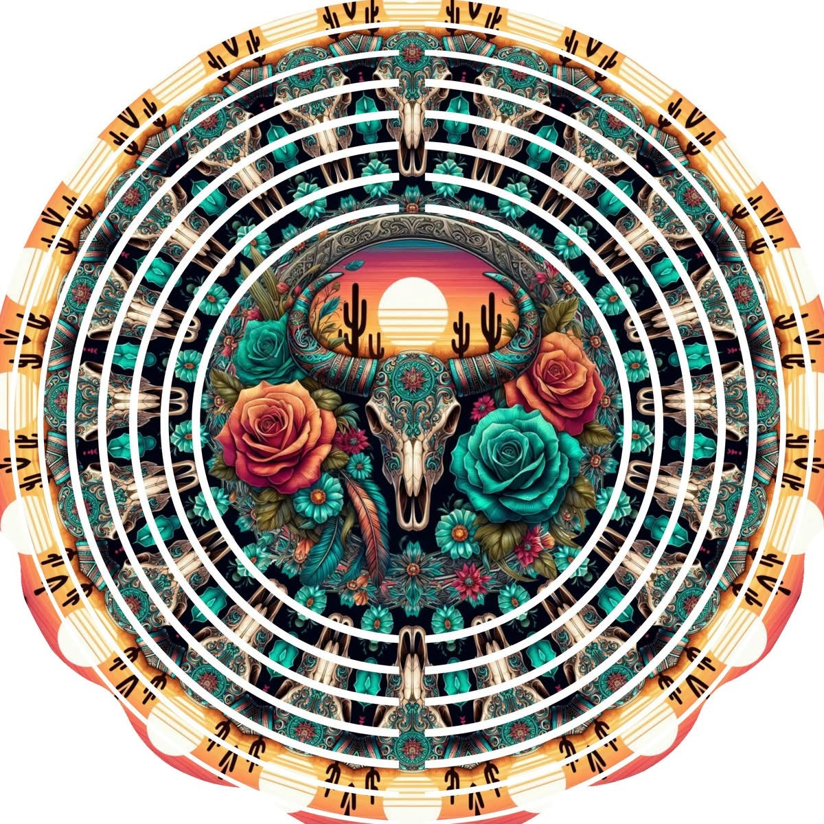 WIND SPINNER - SOUTHWEST SKULL SUNSET