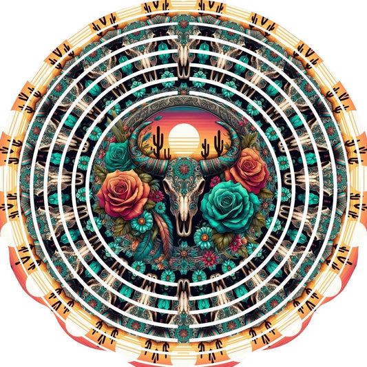 WIND SPINNER - SOUTHWEST SKULL SUNSET