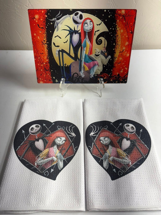 KITCHEN SET - HALLOWEEN JACK & SALLY HEARTS (3 PIECE)