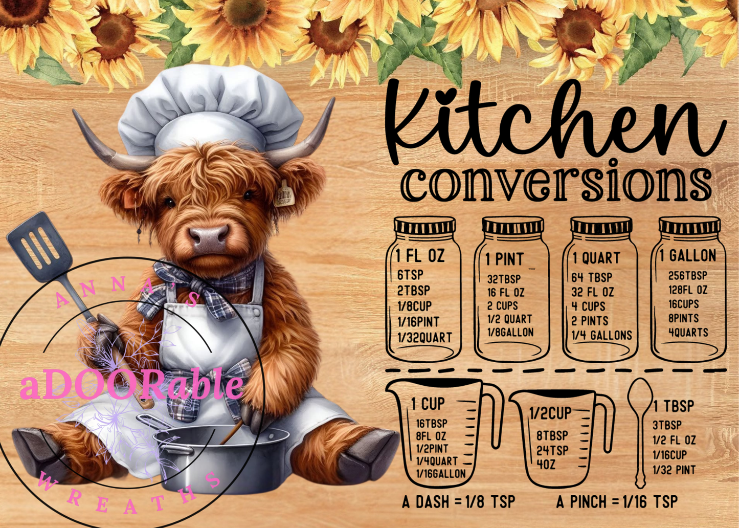 Cutting Board - HIGHLAND COWS CONVERSION CHARTS