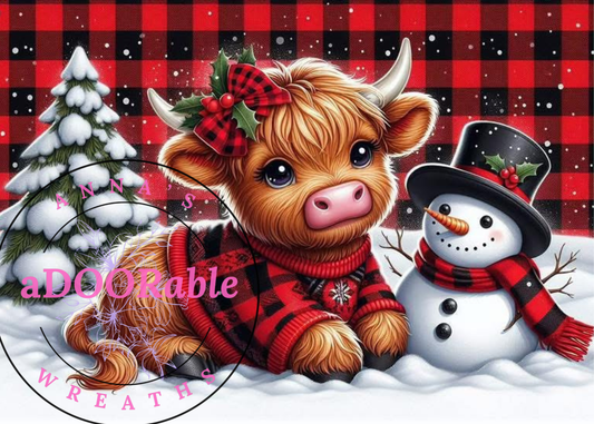 Cutting Board - CHRISTMAS HIGHLAND COW SNOWMAN