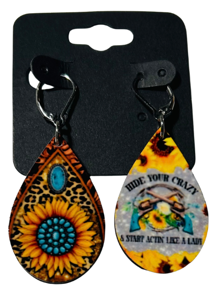 EARRINGS - SUNFLOWER LEOPARD