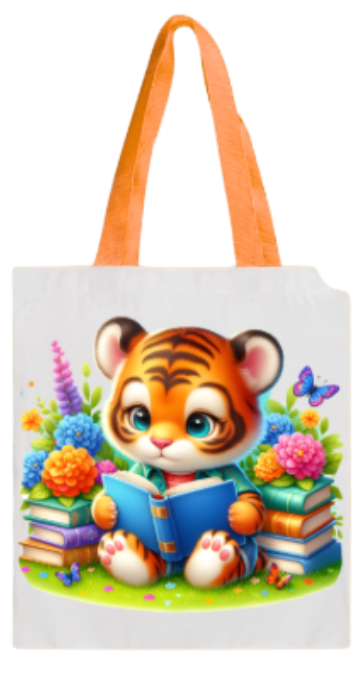 BOOK BAG - ANIMAL TIGER READING