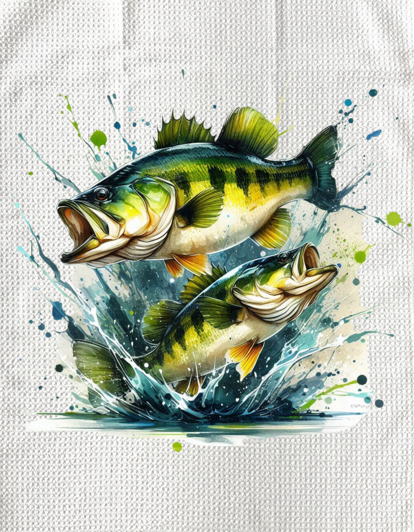 TOWELS - FISH BASS X 2 GREEN