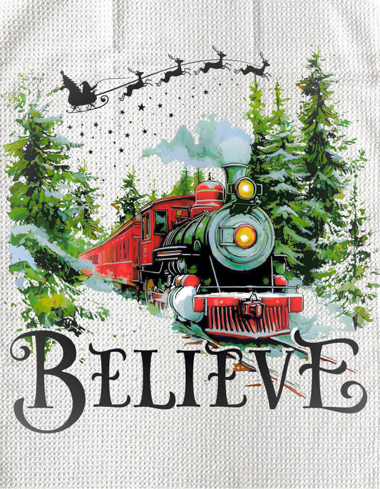 TOWELS - CHRISTMAS TRAIN BELIEVE