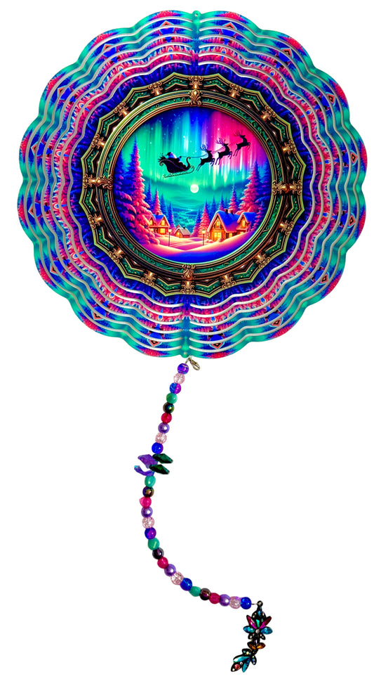 WIND SPINNER - CHRISTMAS SLEIGH NORTHERN LIGHTS