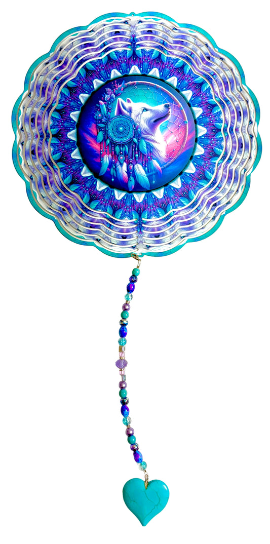 WIND SPINNER - WOLF HEADRESS BLUE