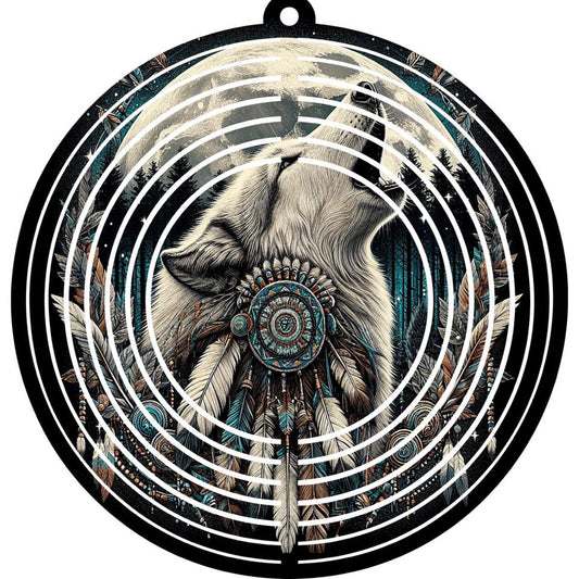 WIND SPINNER - WOLF NATIVE DREAMCATCHER