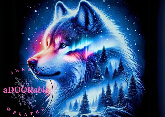 Tempered Glass Cutting Board Wolf Winter Northern Lights