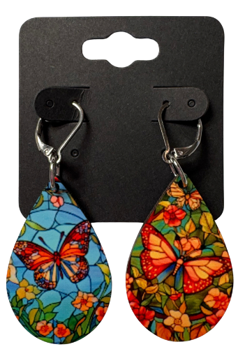 EARRINGS - BUTTERFLY STAINED GLASS