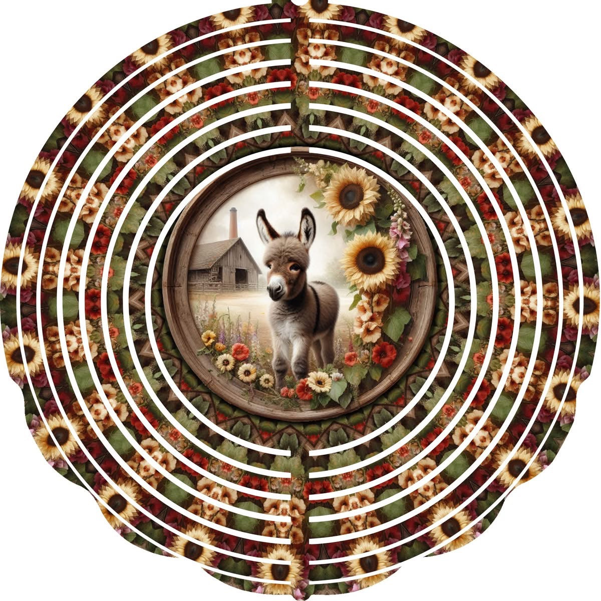 Wind Spinner with Jewel Strand Donkey wtih Sunflowers