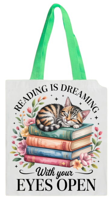 BOOK BAG - ANIMAL CAT READING IS DREAMING