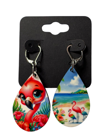 EARRINGS - BIRD FLAMINGO