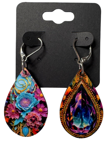 EARRINGS - FLOWER BLUES & PINKS