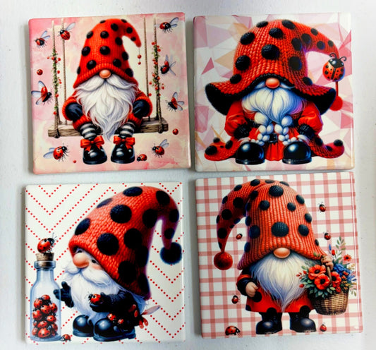 COASTERS 4/pk - GNOME LADYBUG SPOTS