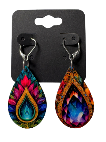 EARRINGS - FLOWER WATER DROP GEM
